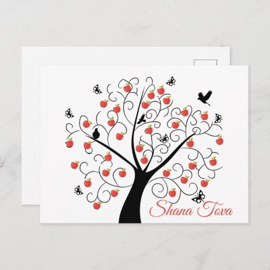 Rosh Hashanah Apple Tree met vogels en vlinders Briefkaart (Voorkant / Achterkant)