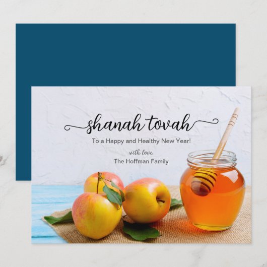 Rosh Hashanah Apples Honey Jewish New Year Card Kaart (Voorkant / Achterkant)
