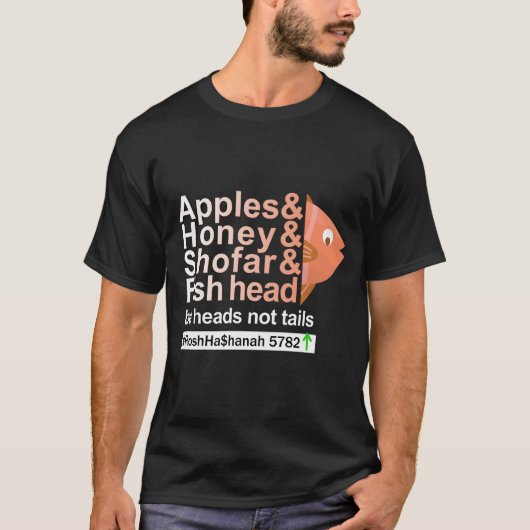 Rosh Hashanah - Apples, Honey, Shofar & Fish Head T-shirt (Voorkant)