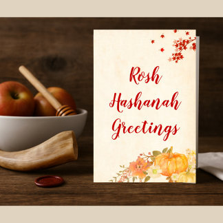 Rosh Hashanah Autumn Flowers Feestdagen Kaart