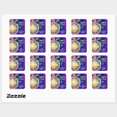 Rosh Hashanah Bold Modern Goud Mandala Appel Blauw Vierkante Sticker (Vel)