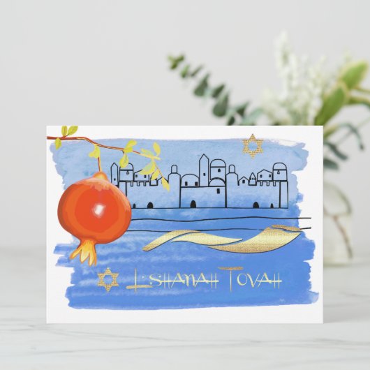 Rosh Hashanah Celebration Party Custom Kaart (Staand voorkant)