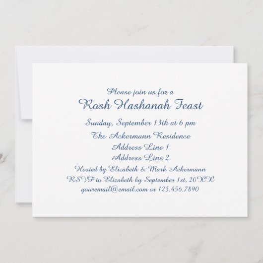 Rosh Hashanah Celebration Party Custom Kaart (Achterkant)