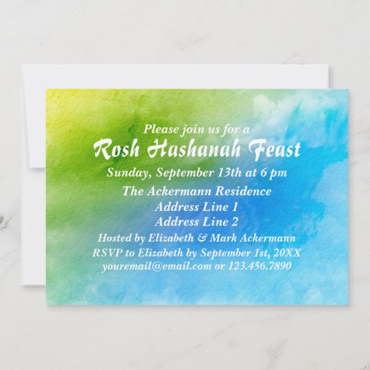 Rosh Hashanah Celebration Party Custom Kaart (Achterkant)