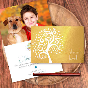 Rosh Hashanah Custom Foto Boom van het Leven Echt  Folie Kaarten