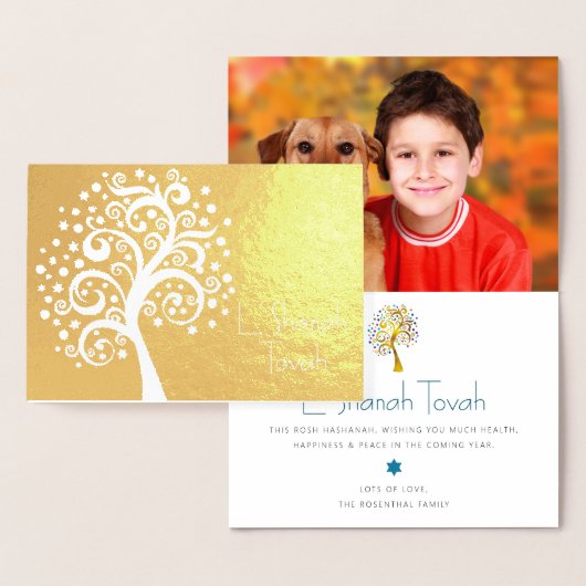 Rosh Hashanah Custom Foto Boom van het Leven Echt  Folie Kaarten (Display)