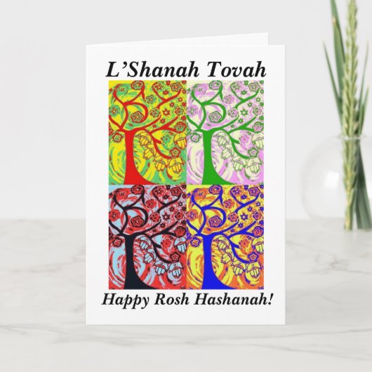 Rosh Hashanah - de Boom van Judaica Hamsa van de Feestdagen Kaart (Voorkant)
