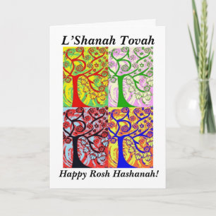 Rosh Hashanah - de Boom van Judaica Hamsa van de Feestdagen Kaart