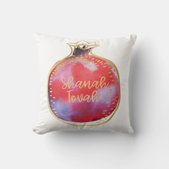 Rosh Hashanah Decor Shana Tova Pomegranate White Kussen (Voorkant)
