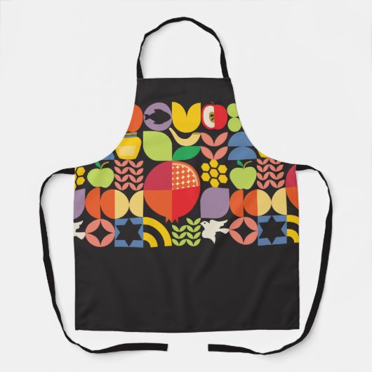Rosh Hashanah Douane Moderne Geometrische Iconen S Schort (Voorkant)
