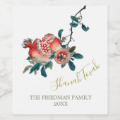 Rosh Hashanah Elegant New Year Sweet Pomegranate Wijn Etiket (Enkel label)