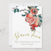 Rosh Hashanah Elegant Nieuwjaarsdiner Granaatappel Kaart (Achterkant)