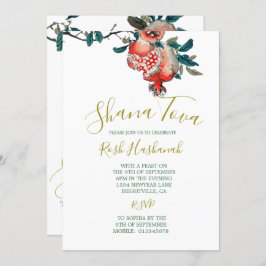 Rosh Hashanah Elegant Nieuwjaarsdiner Granaatappel Kaart