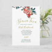 Rosh Hashanah Elegante Nieuwjaarsdiner Granaatappe Kaart (Staand voorkant)