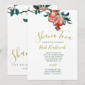 Rosh Hashanah Elegante Nieuwjaarsdiner Granaatappe Kaart (Voorkant / Achterkant)