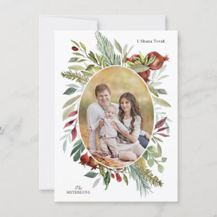 ROSH HASHANAH ELEGANTE WATERVERF FOTO GROET FEESTDAGENKAART
