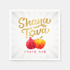 Rosh Hashanah Feestelijke Granaatappel Shanah Tova Servet