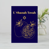 Rosh Hashanah Gold Foil Blauw Folie Feestdagenkaart (Staand Voorkant)