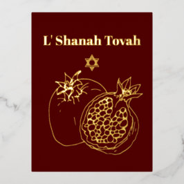 Rosh Hashanah Gold Foil Bourgogne Folie Feestdagen Briefkaart