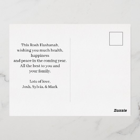 Rosh Hashanah Gold Foil Dusty Roos Joods Folie Feestdagen Briefkaart (Achterkant)