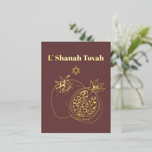 Rosh Hashanah Gold Foil Dusty Roos Joods Folie Feestdagen Briefkaart (Staand Voorkant)