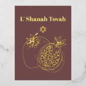 Rosh Hashanah Gold Foil Dusty Roos Joods Folie Feestdagen Briefkaart (Voorkant)