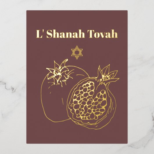 Rosh Hashanah Gold Foil Dusty Roos Joods Folie Feestdagen Briefkaart (Voorkant)
