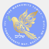 Rosh Hashanah Gold Shalom Joods Nieuwjaar Ronde Sticker (Voorkant)