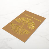Rosh Hashanah Goud Folie Boom des Levens Bruin Folie Feestdagenkaart (Gedraaid)