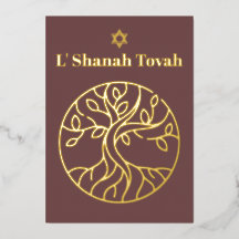 Rosh Hashanah Goud Folie Boom des Levens Stof Roos