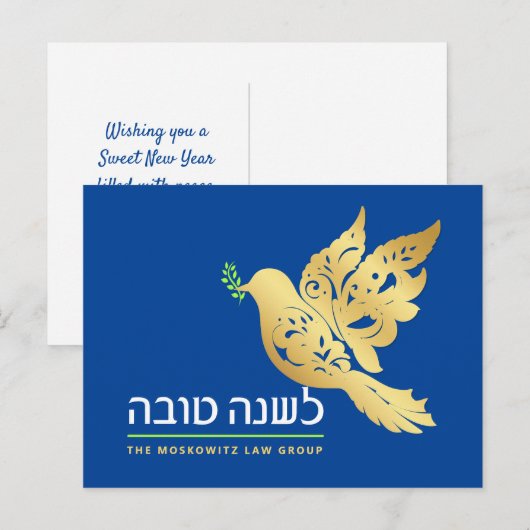 Rosh Hashanah Gouden Duif Joods Nieuwjaar Briefkaart (Voorkant / Achterkant)