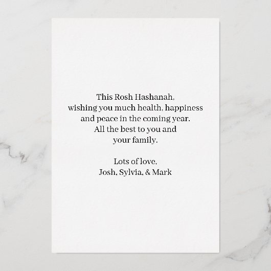 Rosh Hashanah Gouden Folie Boom van het Leven Blau Folie Feestdagenkaart (Achterkant)