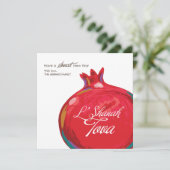 Rosh Hashanah Granaatappel Plat Kaart (Staand voorkant)