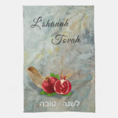 Rosh Hashanah Happy New Year Pomegranates Shofar Theedoek (Verticaal)