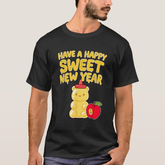 Rosh Hashanah Happy Sweet New Year Honey Bear Jewi T-shirt (Voorkant)