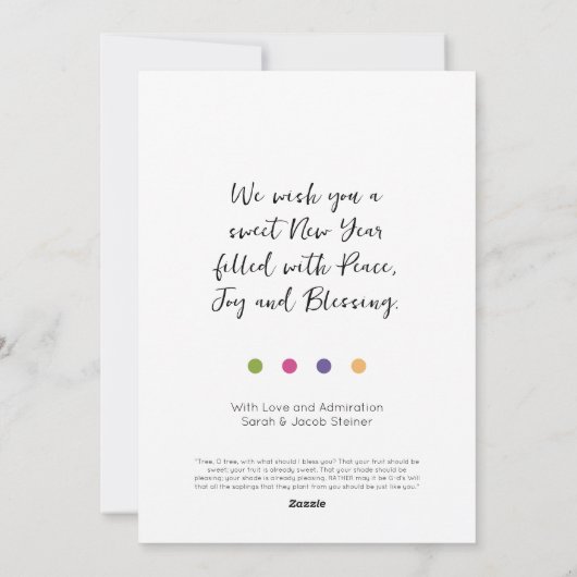 Rosh Hashanah Hebreeuwse Zegen Kleurrijk Feestdagenkaart (Achterkant)