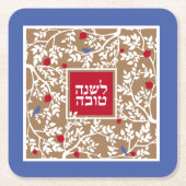 Rosh Hashanah Hebrew Joods nieuwjaarsgroet Kartonnen Onderzetters (Voorkant)