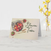Rosh Hashanah Honey Apple Mooie Blurry Kaart (Gele Bloem)