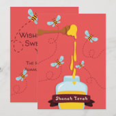 Rosh Hashanah Honing & Bij Groet Feestdagenkaart (Voorkant / Achterkant)