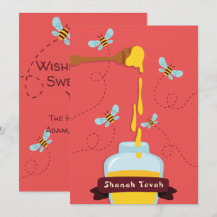 Rosh Hashanah Honing & Bij Groet Feestdagenkaart