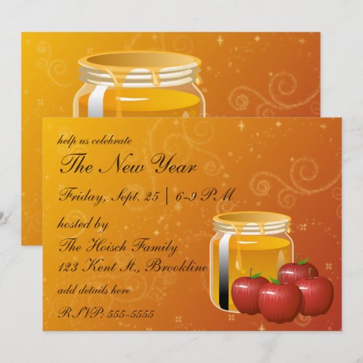 Rosh Hashanah Honing en Apple Swirl Kaart (Voorkant / Achterkant)