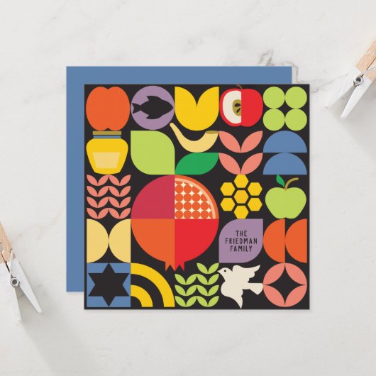 Rosh Hashanah Jewish New Year Greetings Kaart (Voorkant / Achterkant in situ)