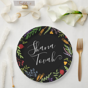 Rosh Hashanah Jewish New Year-Shana Tovah in Black Papieren Bordje