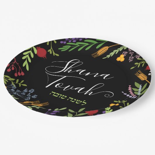 Rosh Hashanah Jewish New Year-Shana Tovah in Black Papieren Bordje (Gekanteld)