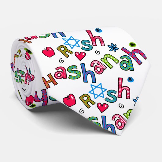 Rosh Hashanah Jewish New Year Text Greing Stropdas (Opgerold)