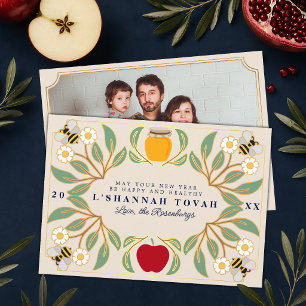 Rosh Hashanah Joods Nieuwjaar Bloem Foto Feestdagenkaart