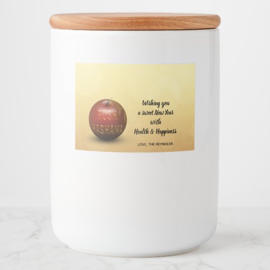 Rosh Hashanah Joods Nieuwjaar - Eten Label Voedselcontainer Etiket (Voorkant)