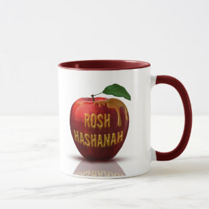 Rosh Hashanah Joods Nieuwjaar Honing Appel Mok