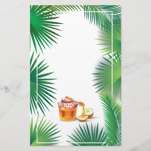 Rosh Hashanah Joods Nieuwjaar Honing Palm bladeren Briefpapier (Voorkant)