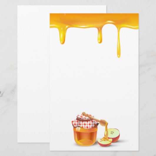 Rosh Hashanah Joods Nieuwjaar Zoete Honing Drops Briefpapier (Voorkant / Achterkant)